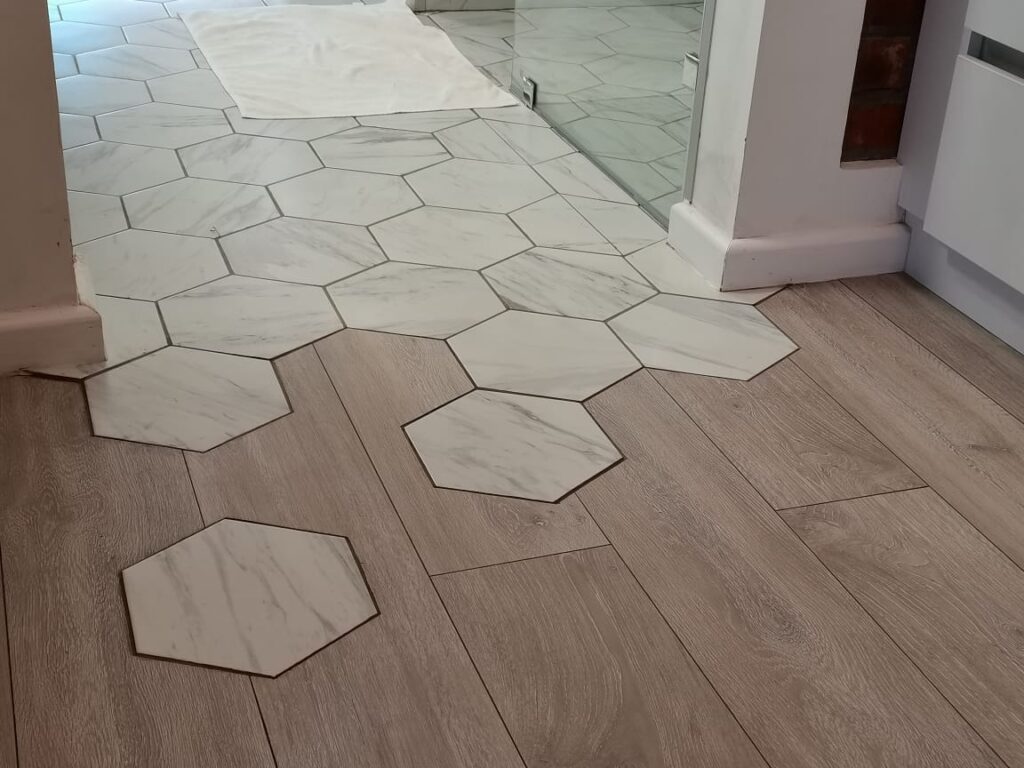 Hexagonal laminate flooring installation